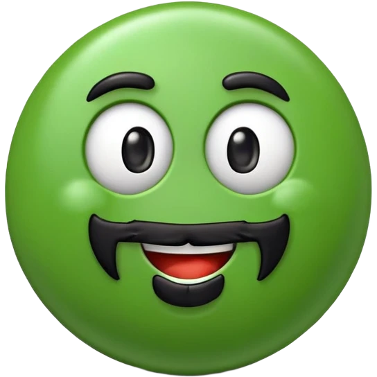 green m&m candy character with a black beard emoji