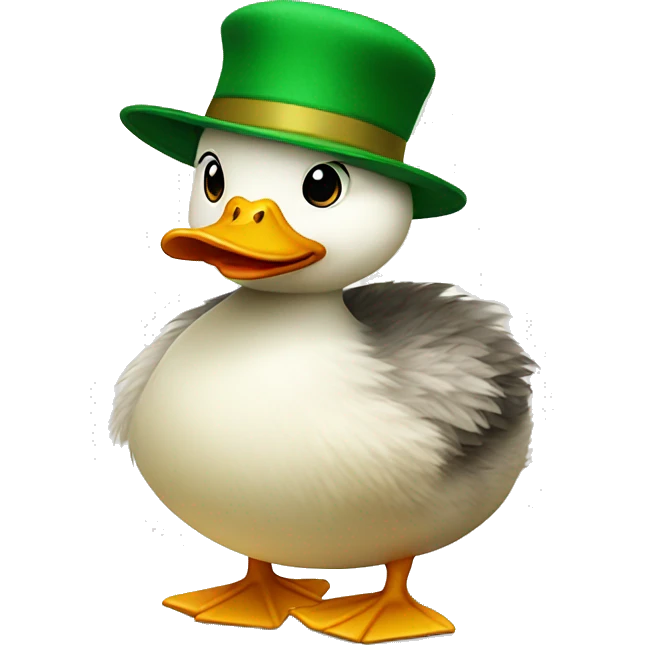 fluffy duck with green hat emoji