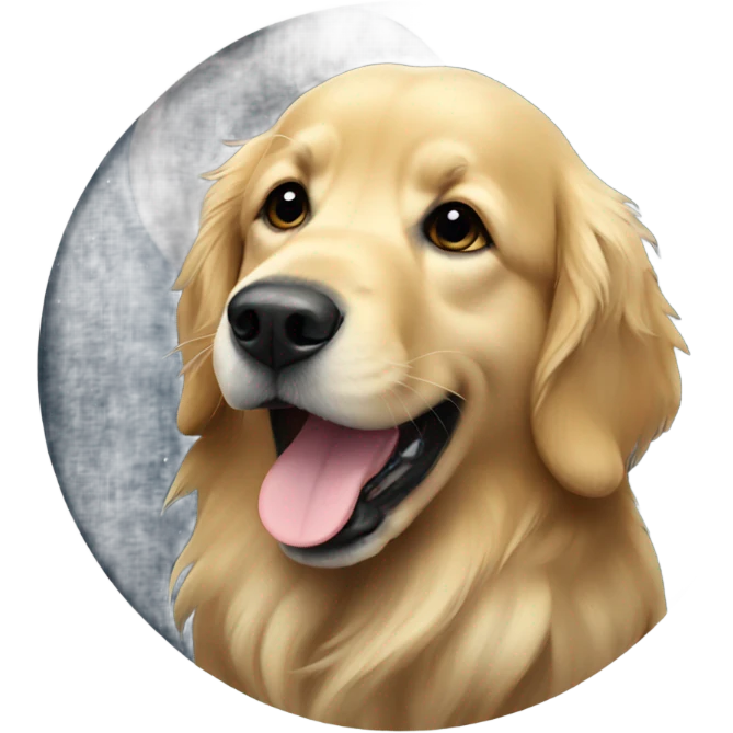 golden retriever on moon emoji