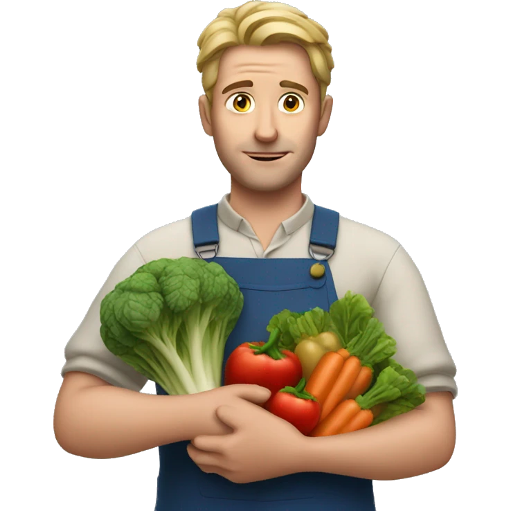 European man holding vegetables in his hands emoji