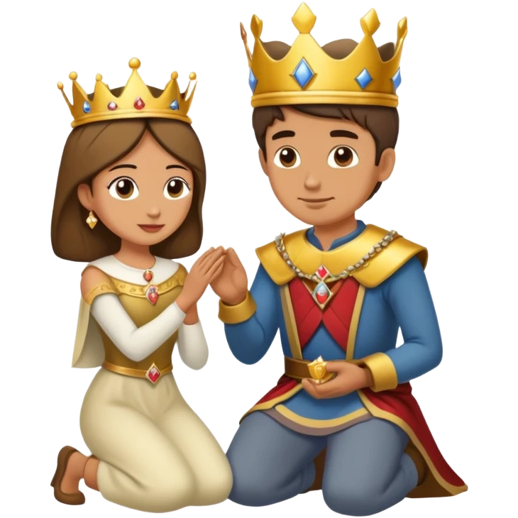peasant man kneeling presenting a crown for a queen  emoji