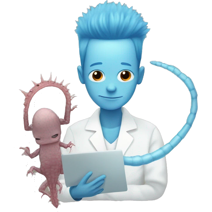 Blue hair guy is using xray, behind brown axolotle emoji