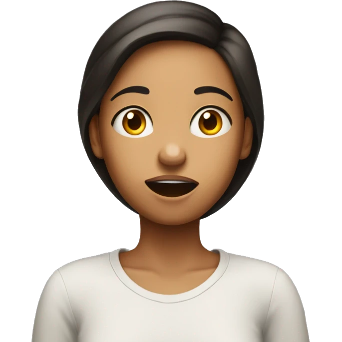The girl is watched with a surprised face and a question mark above her head emoji