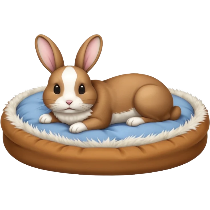 pet bed with rabbit in it brown an white rabbit emoji