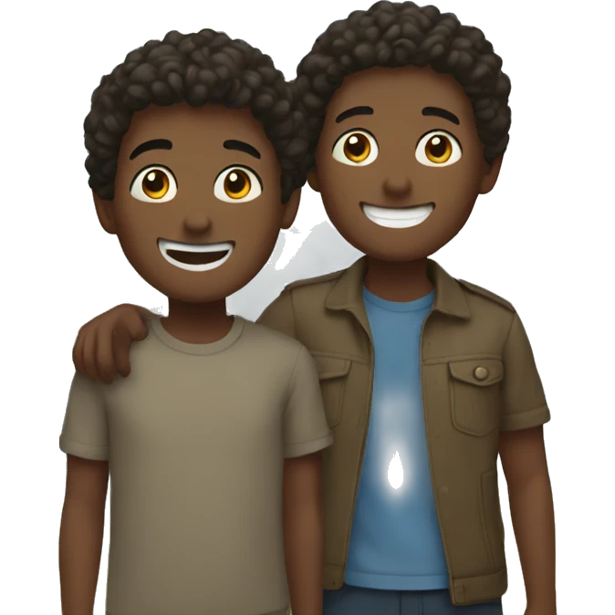 boys smiling outdoors together emoji