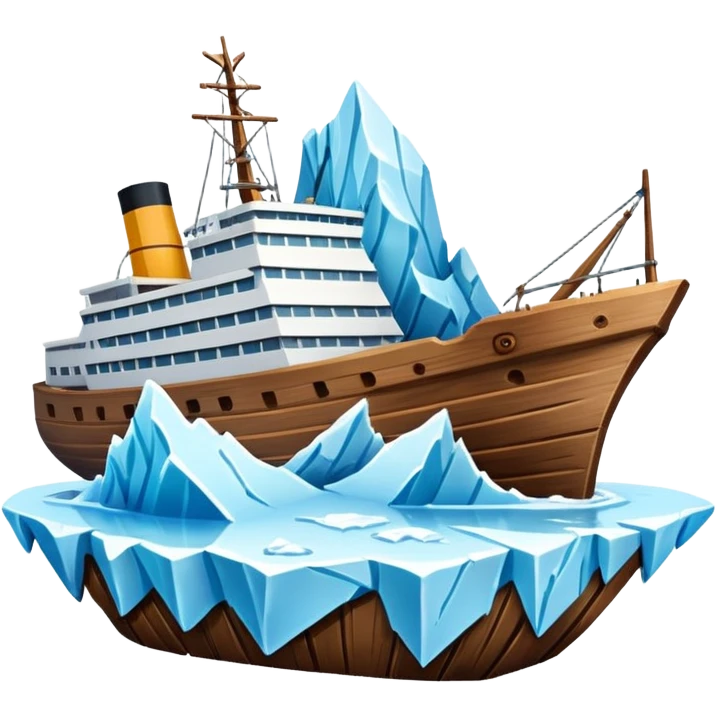 A ship crashing into an iceberg emoji