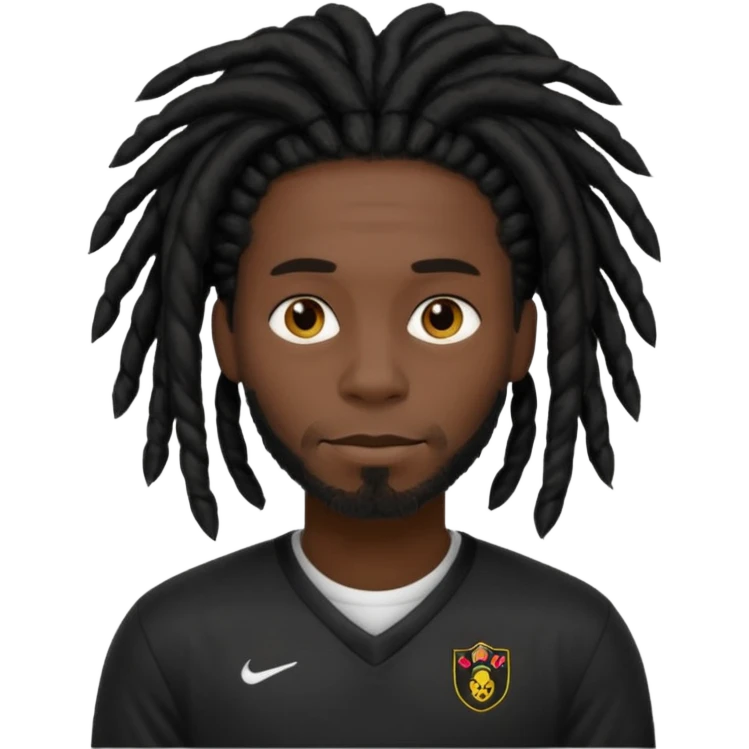black dreadlocks man with black jersey emoji