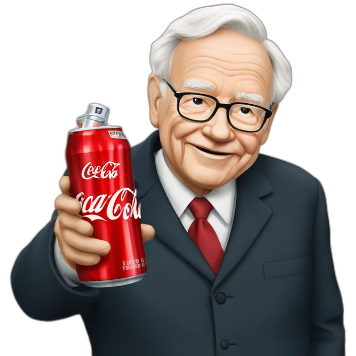 Warren buffet with a coca cola in the hand emoji