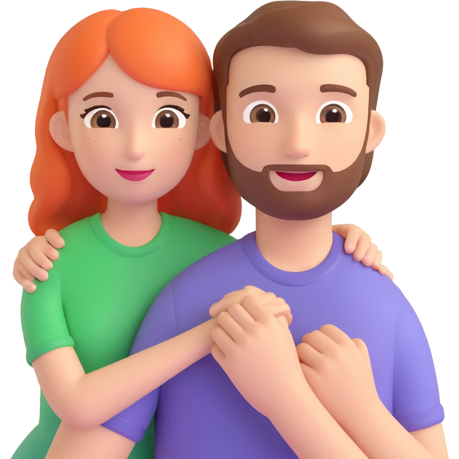 couple posing, close up pose, living room background emoji