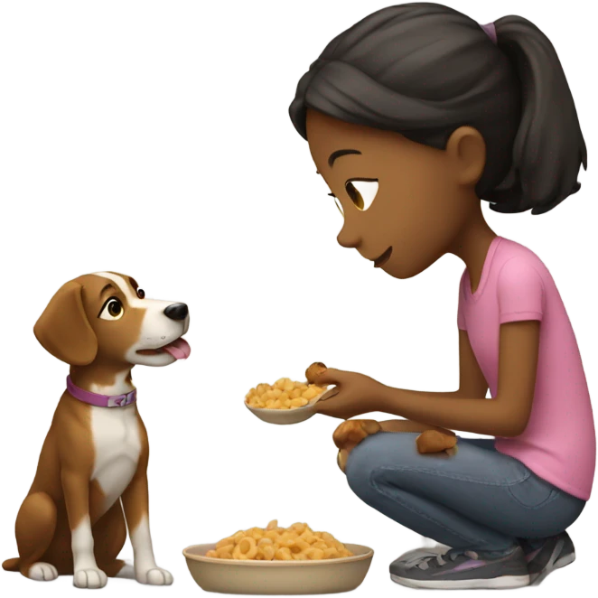 girl feeding the dog emoji