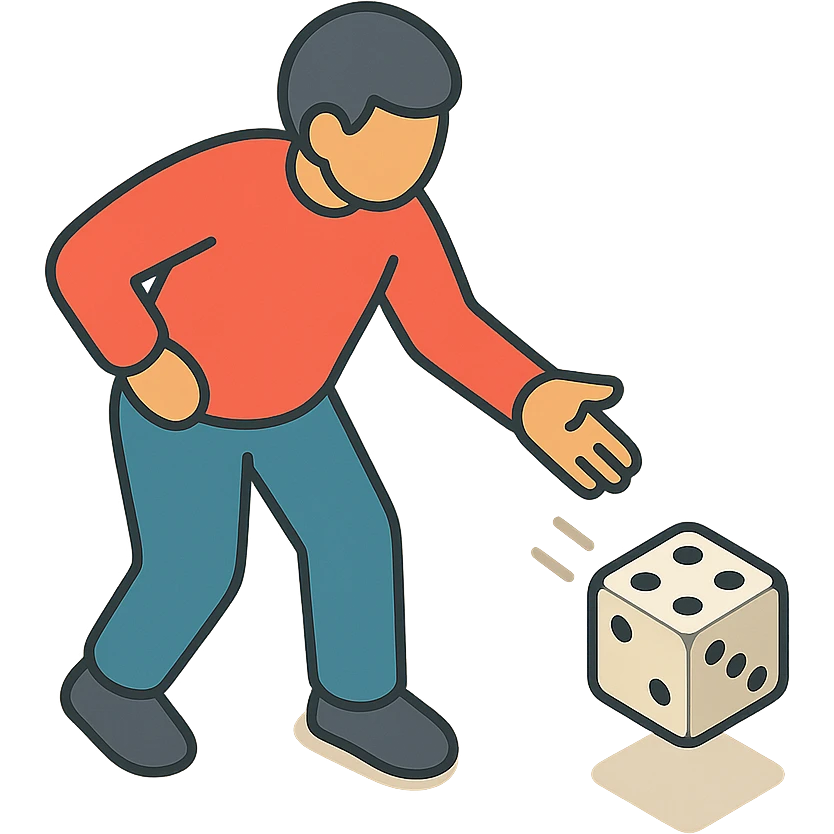 человек бросает 1 кубик emoji