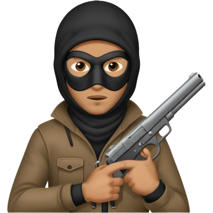Hoodlum burglar madk and gun with switch and extended clip emoji