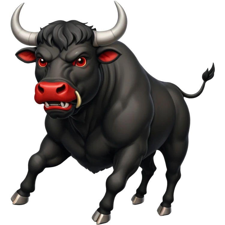 angry running black bull with red eyes emoji