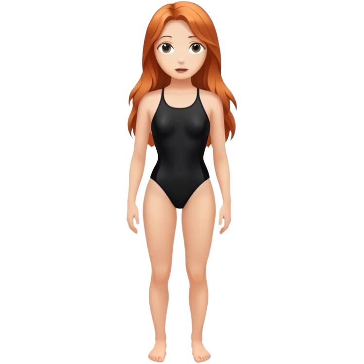 hot woman in black  swimming suit blond skin copper long hair full body  emoji
