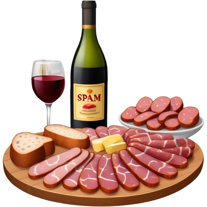 SPAM charcuterie and wine at a paris cafe scene landscape  emoji