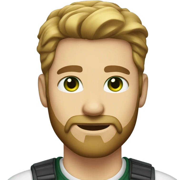 handsome man with beard and green eyes light skin emoji