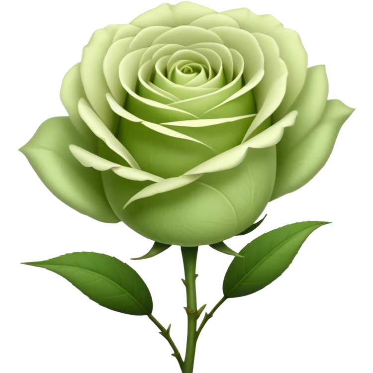 single Soft Green Tea Rose, straight stem emoji