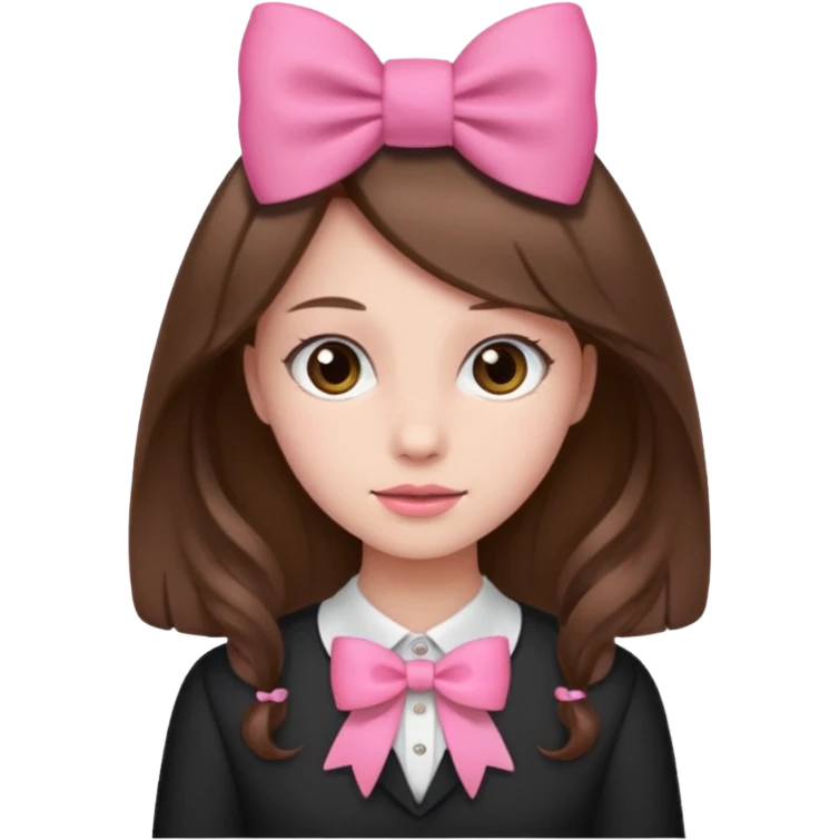 brown open hair from behind with pink bow emoji