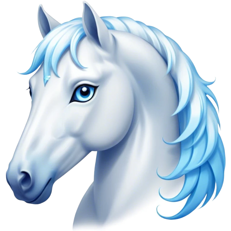 Cinematic Elegant White Horse Portrait Emoji, Head held high with a serene, graceful gaze, showcasing a magnificent pure white fur with a radiant shimmer, flowing mane and tail, and luminous blue eyes that exude beauty and grace, Simplified yet majestically refined features, highly detailed, glowing with a soft, ethereal light, high shine, poised and breathtaking, stylized with an air of pure elegance, capturing the essence of a stunning and graceful steed, so beautiful it feels like it could gallop out of the screen with effortless charm! emoji