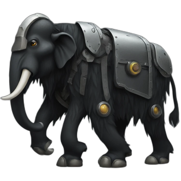 black mammoth bot walking few steps emoji