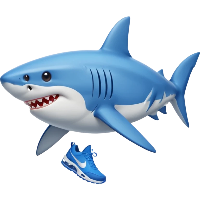 A shark with blue Nike shoes emoji
