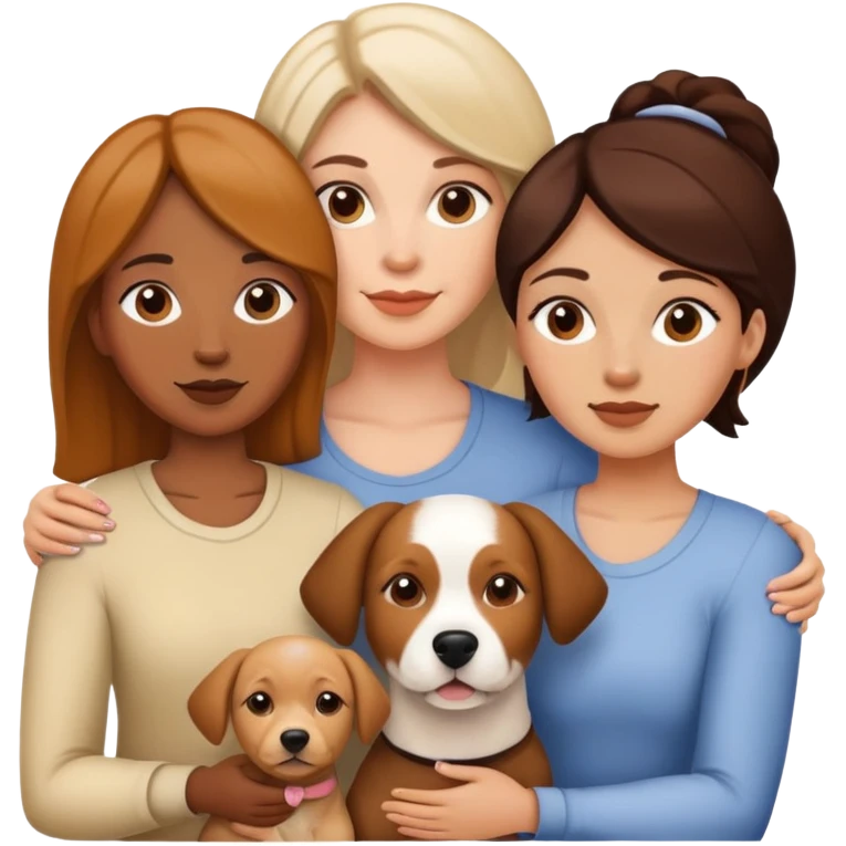 Three Woman (mom and two daughters) and a dog emoji