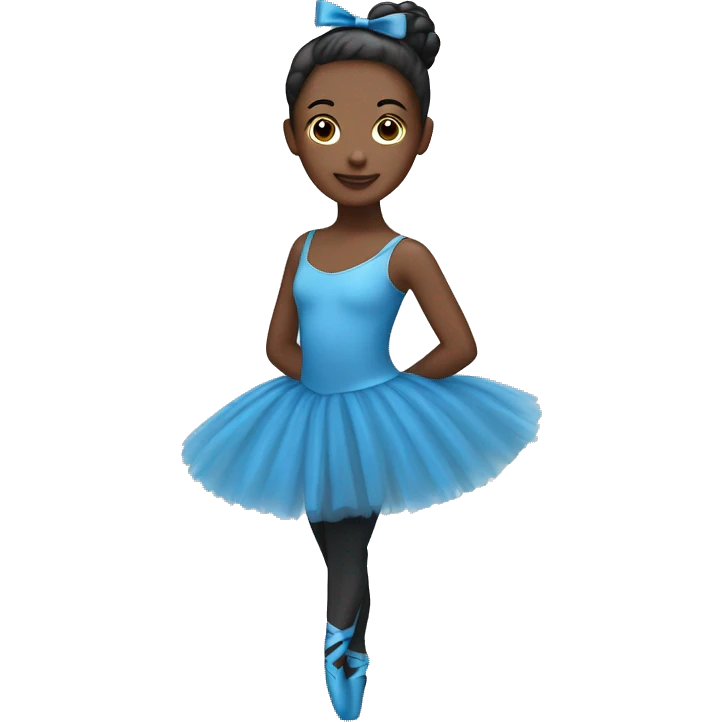 Black ballerina with blue tutu￼ emoji