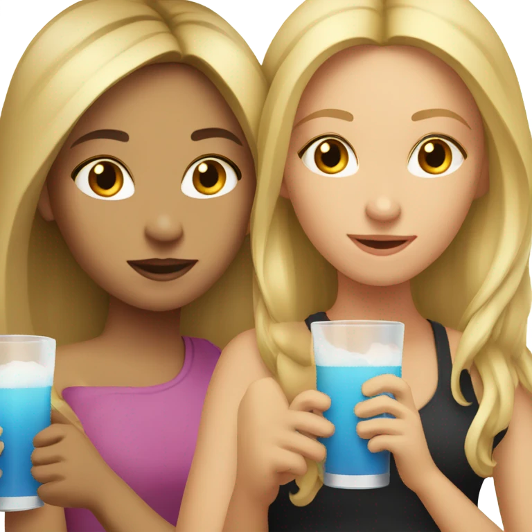 Caucasian Girls drinking together emoji