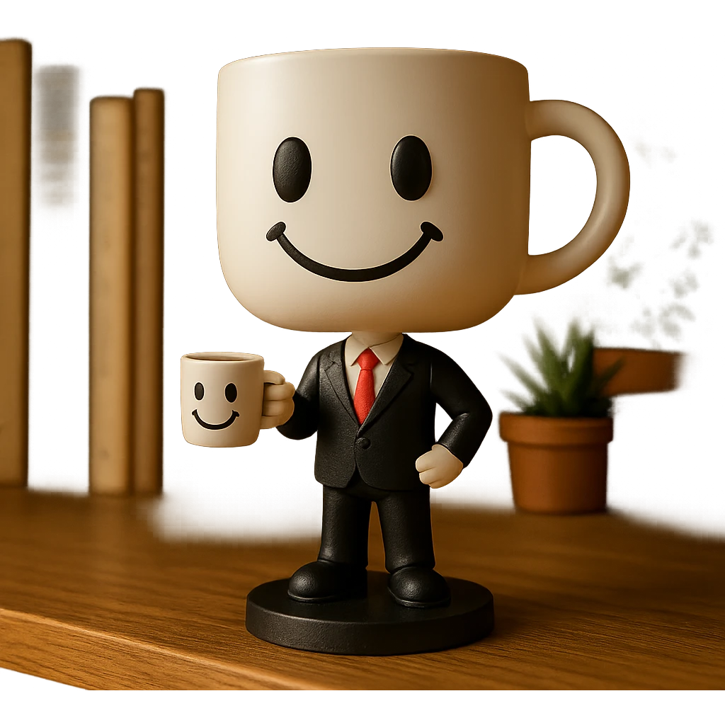 coffee cup with face emoji