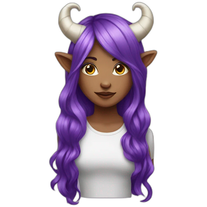 GIRL WHIT PURPLE HAIR AND HORNS emoji