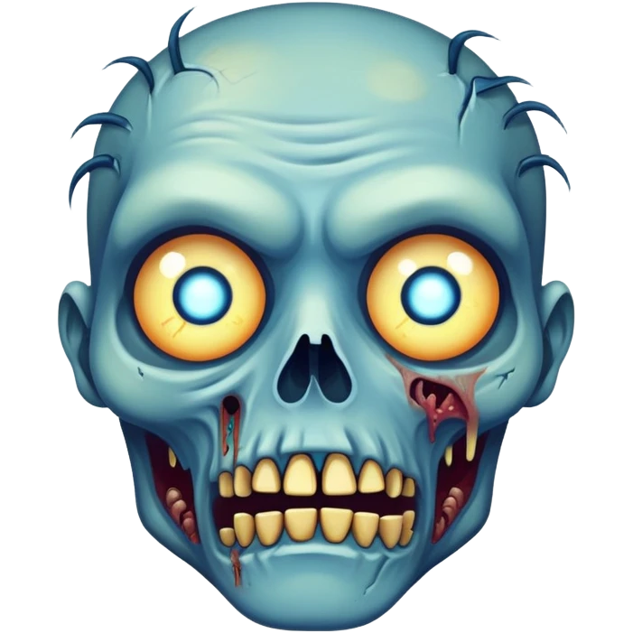 blue zombie face with bright glowing eyes emoji