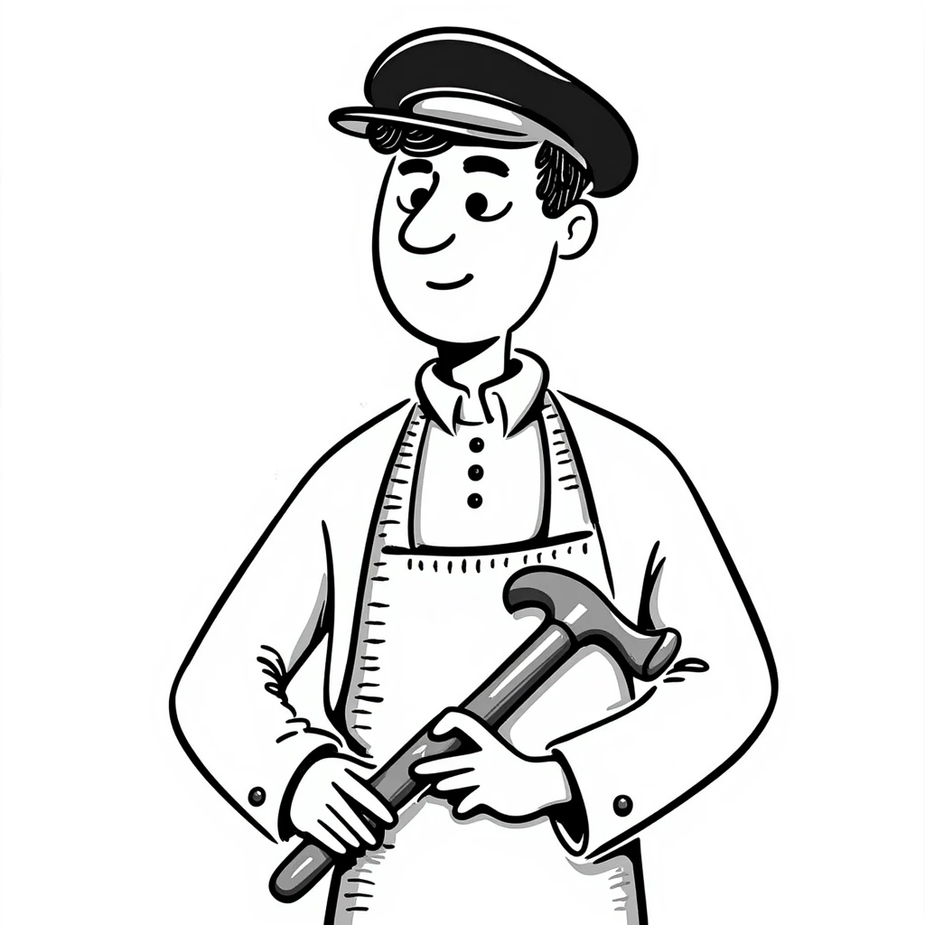 Highly detailed sketch of Victorian era English worker with rugged face, detailed period clothing with fine stitching, realistic proportions, and authentic tools emoji