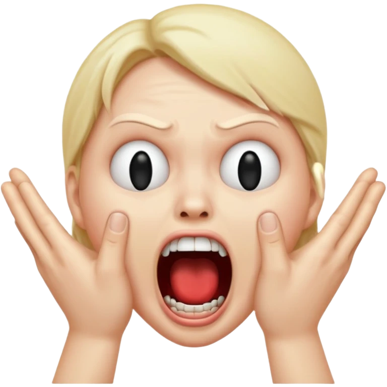 horror emoji face, screaming, hands on cheeks, exaggerated fear emoji