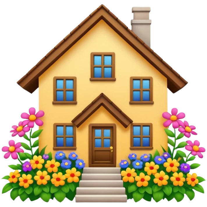 house covered by flower emoji
