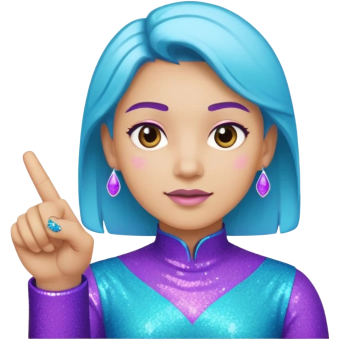 Glitter Roxo e Ciano Dedo apontando pro lado emoji