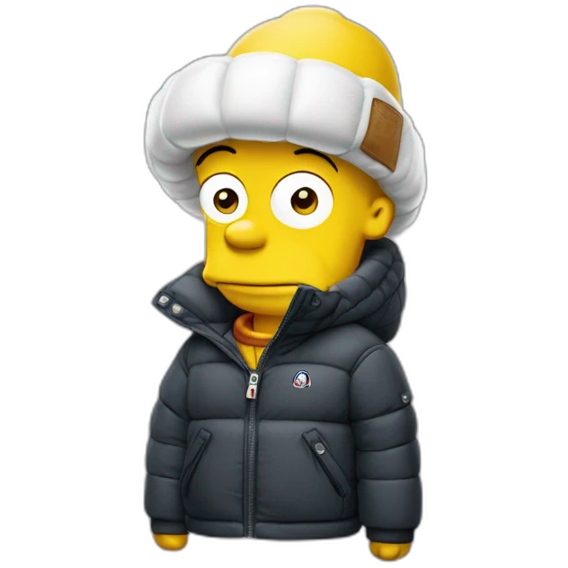 homer simpson with a puffer jacket moncler emoji