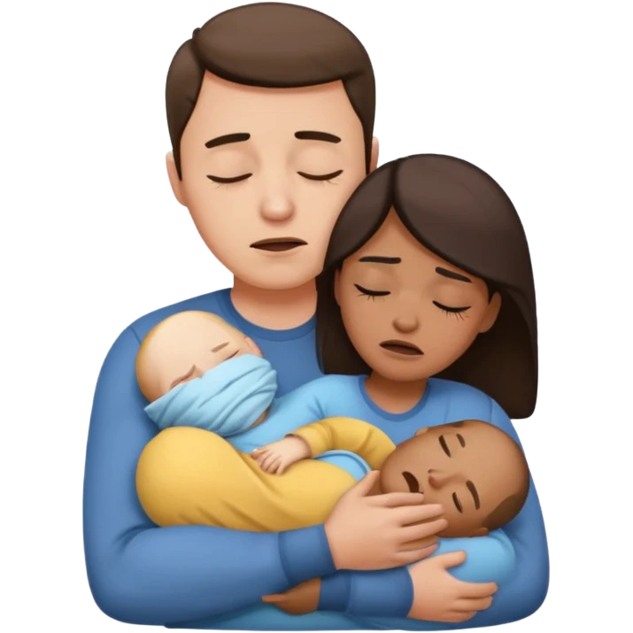 A man holding a sleeping woman in his arms whilst crying  emoji