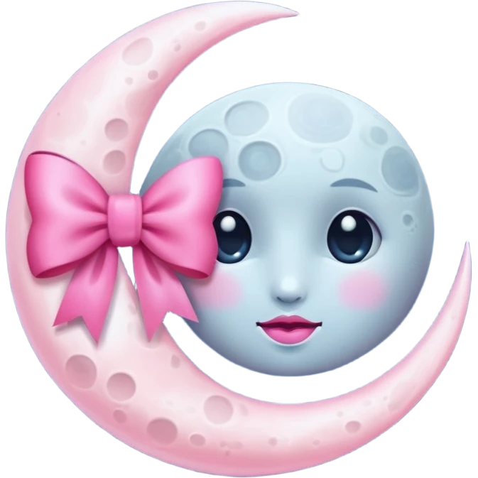 Moon with a pink bow  emoji