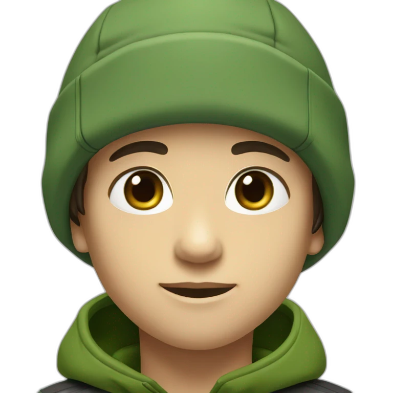 boy mi-long hair with north face winter cap green eyes emoji