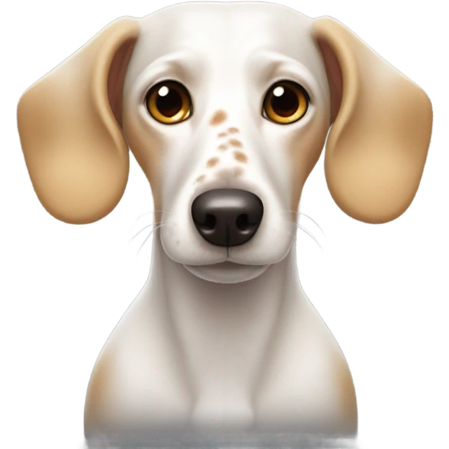 White Weiner dog with freckles on chest emoji