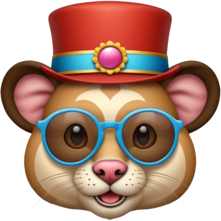 a sunglasses animal with circus hat  emoji