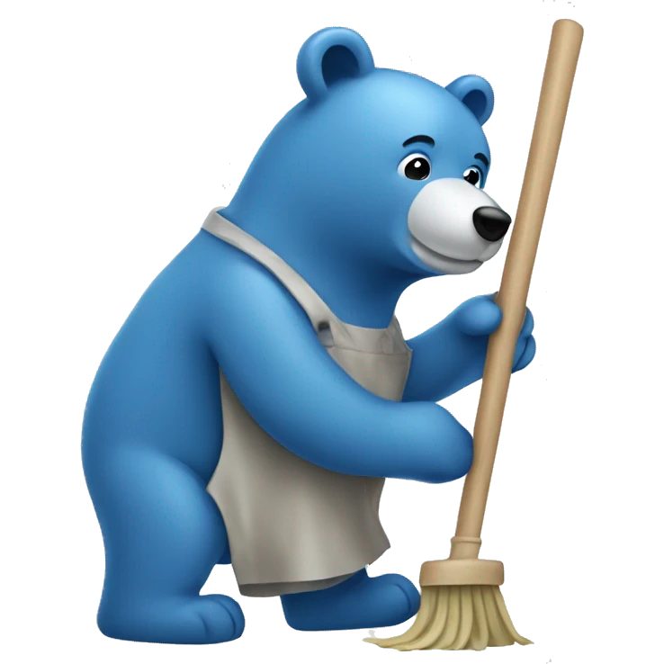 Blue bear cleaning emoji