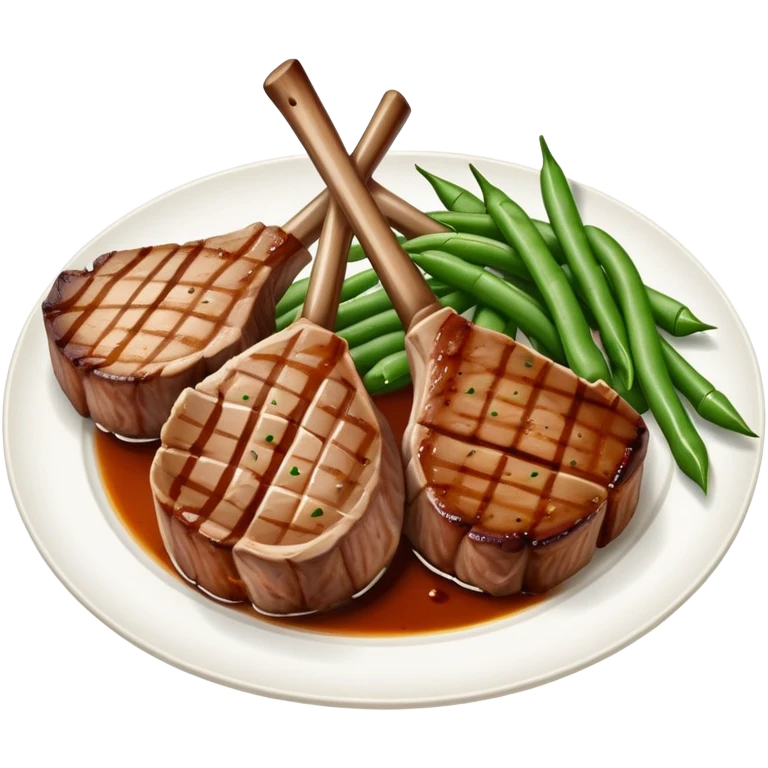 Plate of lamb chops and green beans emoji