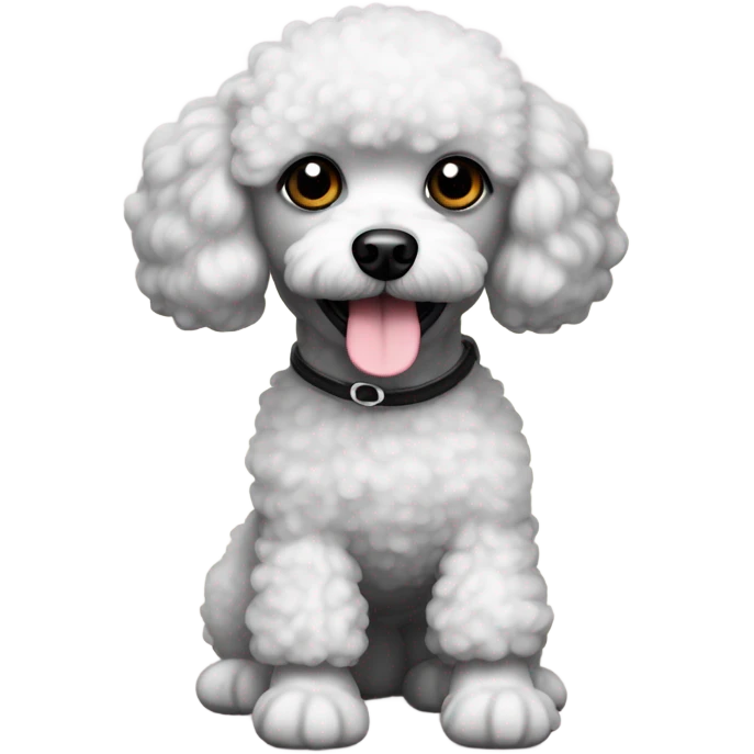 black head and body white, little toy poodle emoji