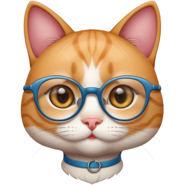 cute girl cat with big, super thin-framed glasses emoji