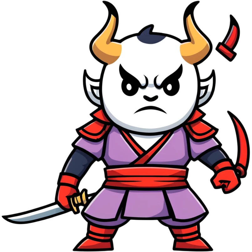 Menacing devil samurai with sharp horns emoji