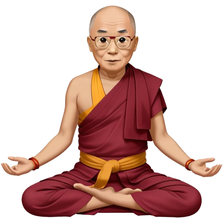 Dalai Lama in traditional robes doing yoga pose emoji