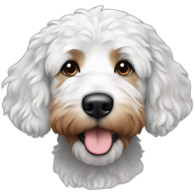 Bernadoodle face tri color black and white emoji
