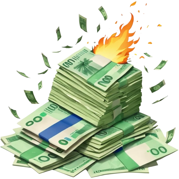 exploding stack of russian ruble notes emoji