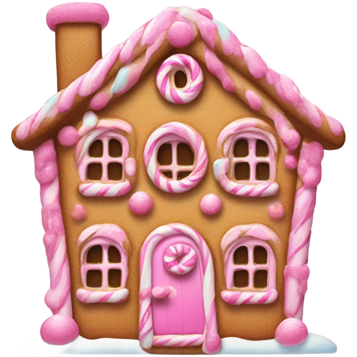 A pink gingerbread house emoji